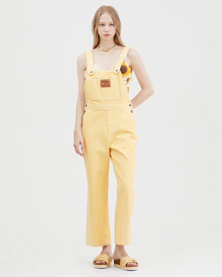 Porthallow Wide Leg Denim Dungarees - Organic Cotton Denim