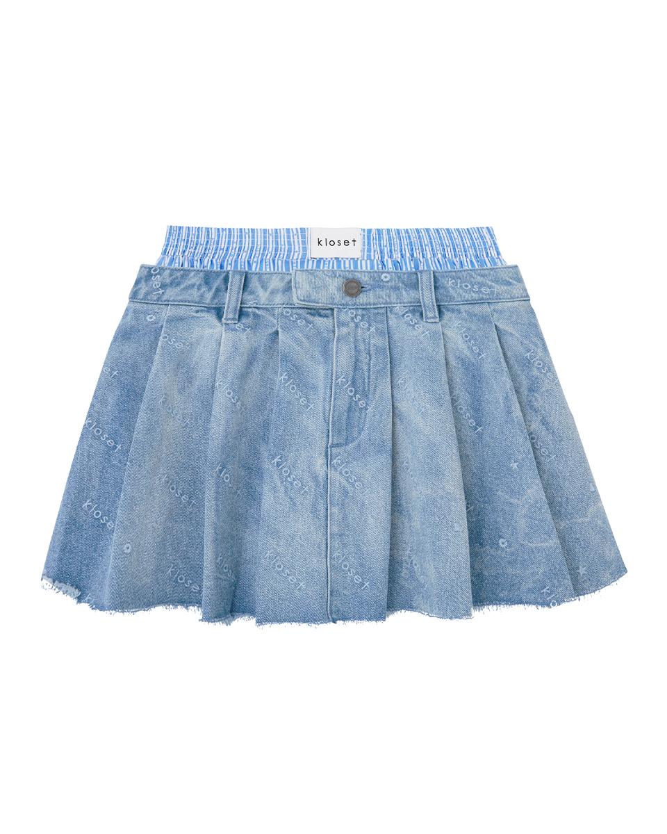 Kloset Denim Pleated Mini Skirt