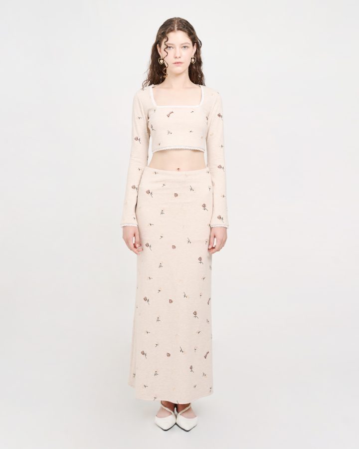 Embroidered Petals Crop Top - BLACK (S/M, L/XL) (Pack of 6)