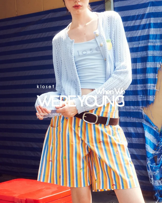 Stay stylish with a pop of fruity flair! Embrace the vibrant charm of the Tiny Fruit Contrast Waist Bermuda Shorts.  #klosetSS25 #WhenWeWereYoung