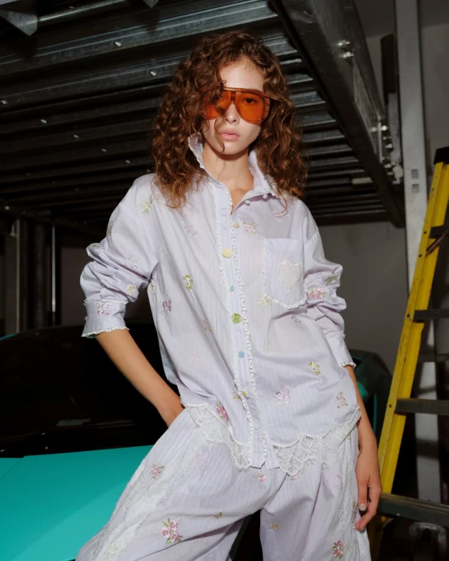 Delicate floral embroidery, intricate lace trims, thoughtfully crafted buttons, and the softest lilac shade come together in the Petal Charm Embroidered Shirt—a piece designed to stand out effortlessly.  #KlosetPF26
#KlosetICantStop