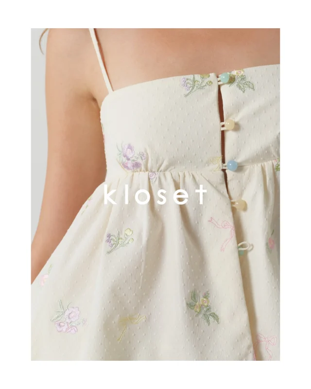 Sweet at first glance, with a little something more beneath the surface. 
Delicate embroidery, subtle texture, and playful details reveal themselves up close.  #KlosetPF26
#KlosetICantStop